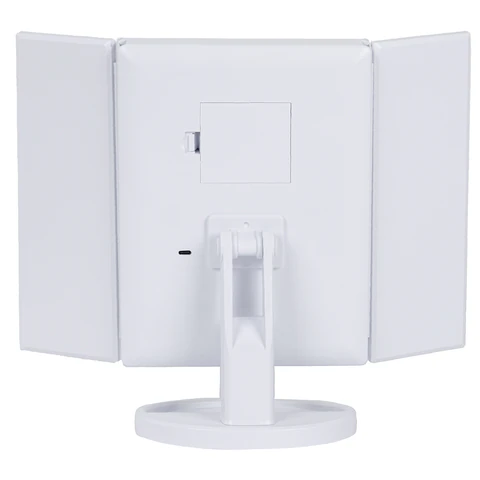 Зеркало настольное с LED-подсветкой для макияжа, размер 24х18 см, складное, увеличение х2, х3, х10, белое, BRABIX, 609337 - МСК «Форвард»