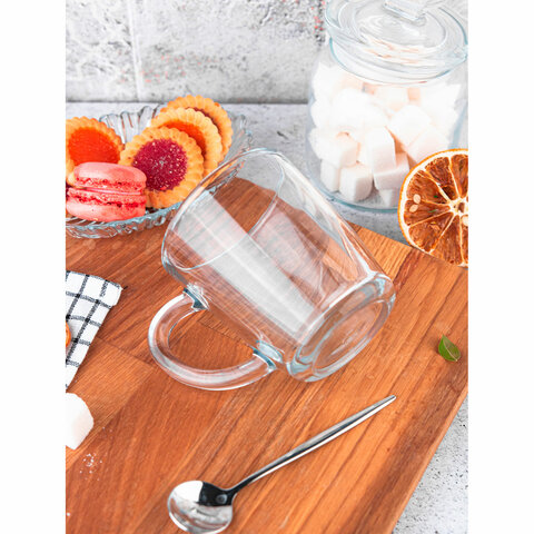 Кружка для чая с ручкой, 340 мл, 1 штука, стекло, PASABAHCE "БЕЙЗИК", 55531СЛ1 700604 - МСК «Форвард»