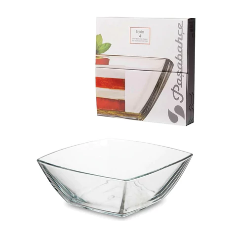 Салатник малый квадратный, 160 мм, КОМПЛЕКТ 4 штуки, стекло, PASABAHCE "ТОКИО", фирменная подарочная упаковка, 53066 700586 - МСК «Форвард»