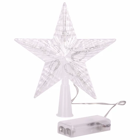 Звезда на ель ЗОЛОТАЯ СКАЗКА 10 LED, 16,5 см, прозрачный корпус, 3 цвета, на батарейках, 591272 - МСК «Форвард»