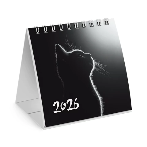 Календарь-домик настольный на гребне, 2026 г., BRAUBERG, 101х101 мм, "Милый котик", 117281