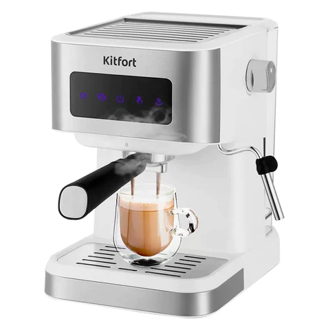 Кофеварка рожковая KITFORT КТ-7139, 1050 Вт, объем 1,5 л, 15 бар, ручной капучинатор, белая 456899 - МСК «Форвард»