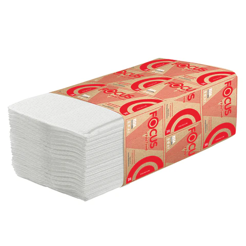 Полотенца бумажные 200 шт., FOCUS (Система H3) Premium, 2-слойные, белые, КОМПЛЕКТ 15 пачек, 23х20,5 см, V-сложение, 5083740 118581 - МСК «Форвард»