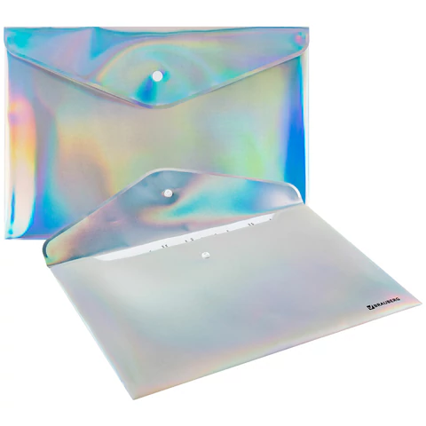 Папка-конверт с кнопкой BRAUBERG "ULTRA", А4, непрозрачная, c голографическим эффектом, 0,2 мм, 272885 - МСК «Форвард»