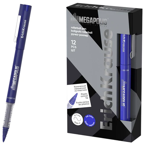 Ручка-роллер ERICH KRAUSE "Megapolis", СИНЯЯ, линия 0,7 мм, 63153 144579 - МСК «Форвард»