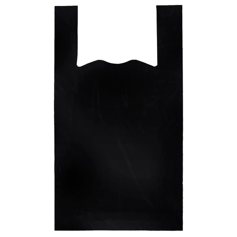 Пакет "майка" КОМПЛЕКТ 100 штук, 24+12х45 см, ПНД черный, 12 мкм, LAIMA, 700786 - МСК «Форвард»