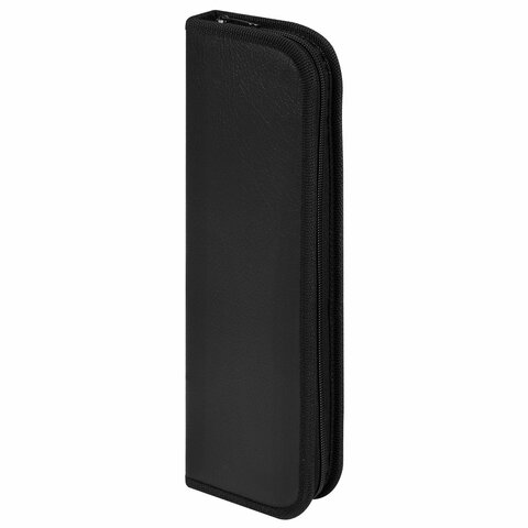 Пенал-тубус для кистей на молнии ПЧЕЛКА, кожзам, размер 380*90 мм, черный, ФК-3, 84031 ФК-3