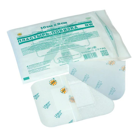 Пластырь-повязка 8х10 см, LEIKO КОМПЛЕКТ 50 шт., нетканая основа c подушечкой, 113862 631679 - МСК «Форвард»