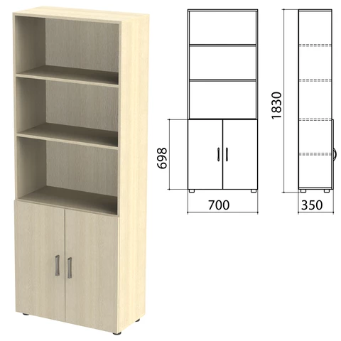 Шкаф полузакрытый "Канц", 700х350х1830 мм, цвет дуб молочный (КОМПЛЕКТ) 980458 - МСК «Форвард»