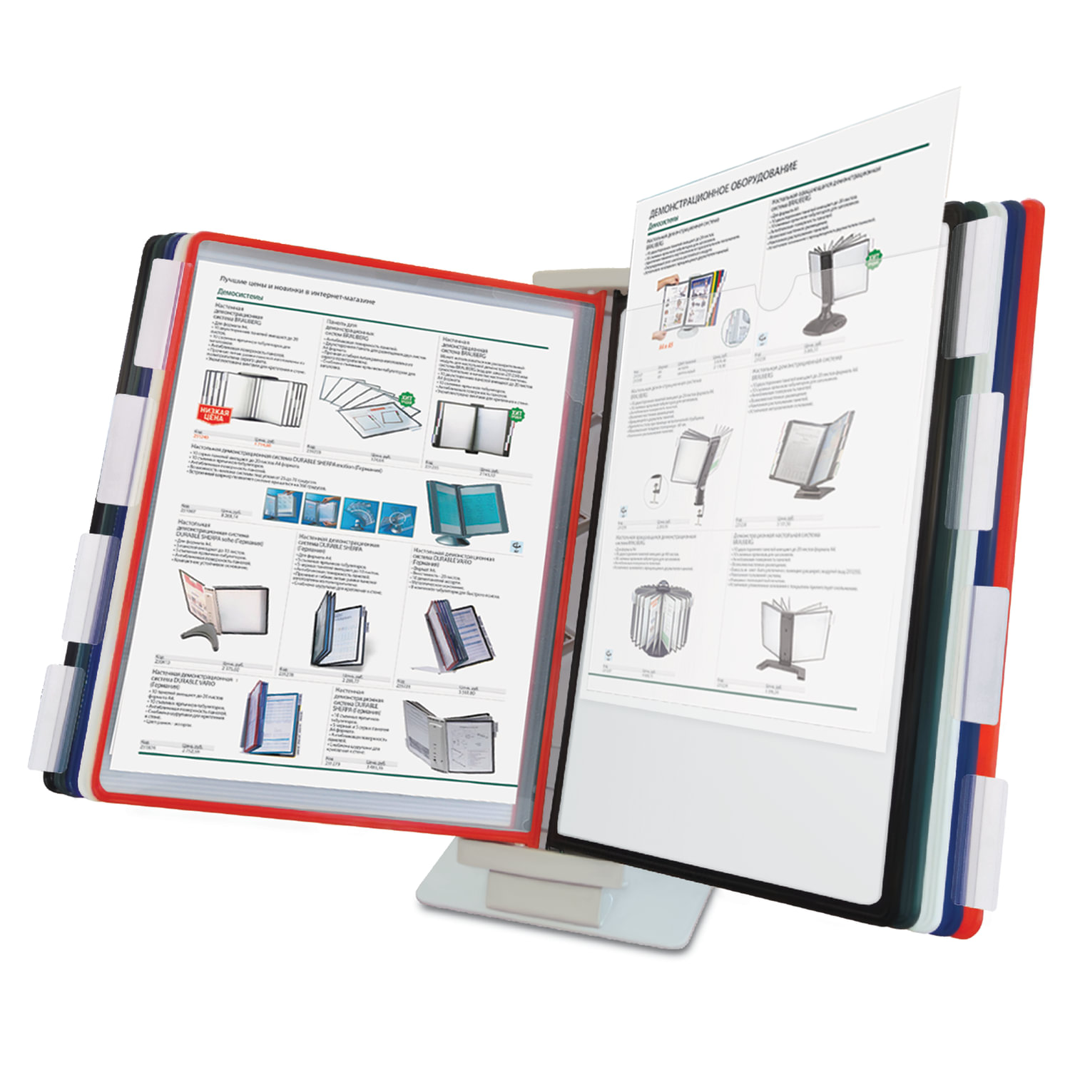 Демосистема настольная/настенная, с 10 цветн.панелями А4, метал.основа, серая, BRAUBERG SOLID,236717