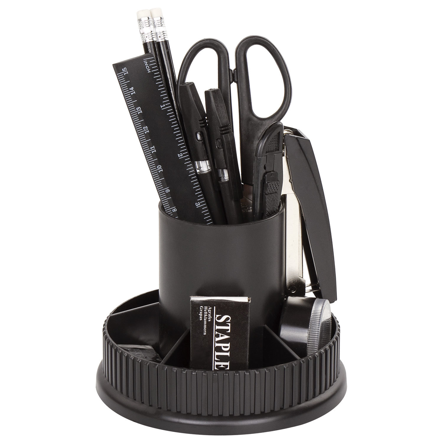 Канцелярский набор STAFF "Раунд", 13 предметов, круглое основание, вращ. конструкция, 230745