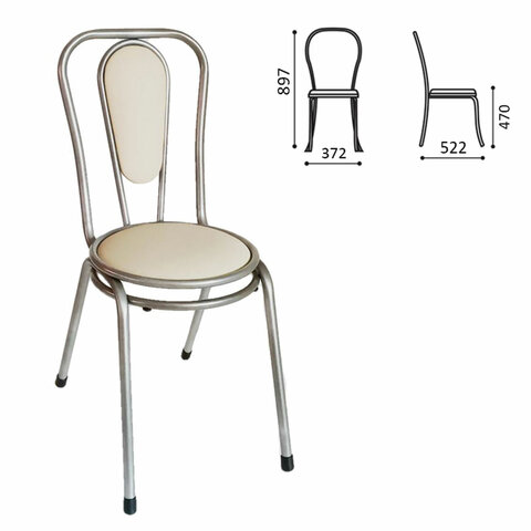 Стул для столовых, кафе, дома COMFUR РС06, серебристый каркас, кожзам бежевый 532045