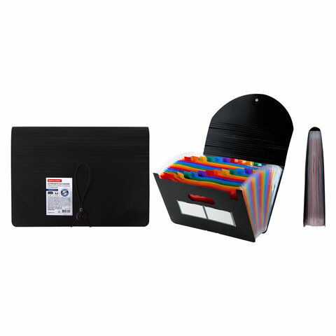 Папка-органайзер для бумаг и документов на резинке, 25 отделений, BRAUBERG DOCS, А4, черная, 271151 - МСК «Форвард»