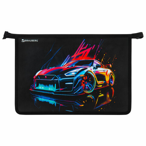 Папка для труда на молнии BRAUBERG А4, 2 отделения, органайзер, "Neon drift", 272213 - МСК «Форвард»