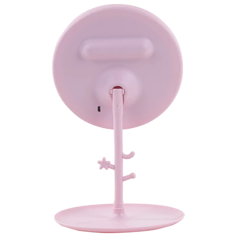 Зеркало настольное с LED-подсветкой для макияжа, диаметр 17 см, 3 режима свечения, аккумулятор 1200 mAh, цвет розовый, WBZ (ВБЗ), 609331 - МСК «Форвард»