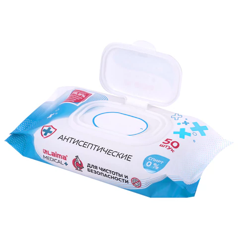 Дезинфицирующие салфетки бесспиртовые, для рук и любых поверхностей, 50 шт., LAIMA MEDICAL, 608764 Честный знак! - МСК «Форвард»