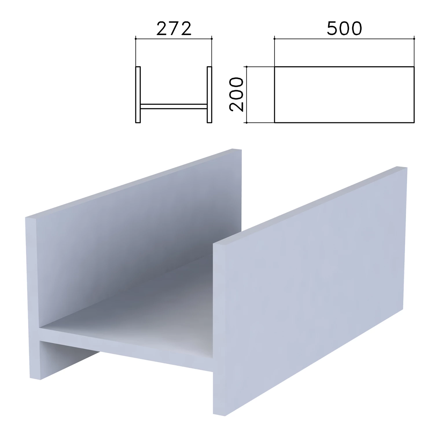 Подставка под системный блок "Бюджет" (ш272*г500*в200 мм), серый 030, 402669, 402669-030 640645