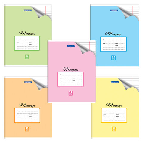 Тетрадь 18л. BRAUBERG ЭКО линия, обложка плотная мелов. бумага, ПАСТЕЛЬНАЯ С УГОЛКОМ, 402806