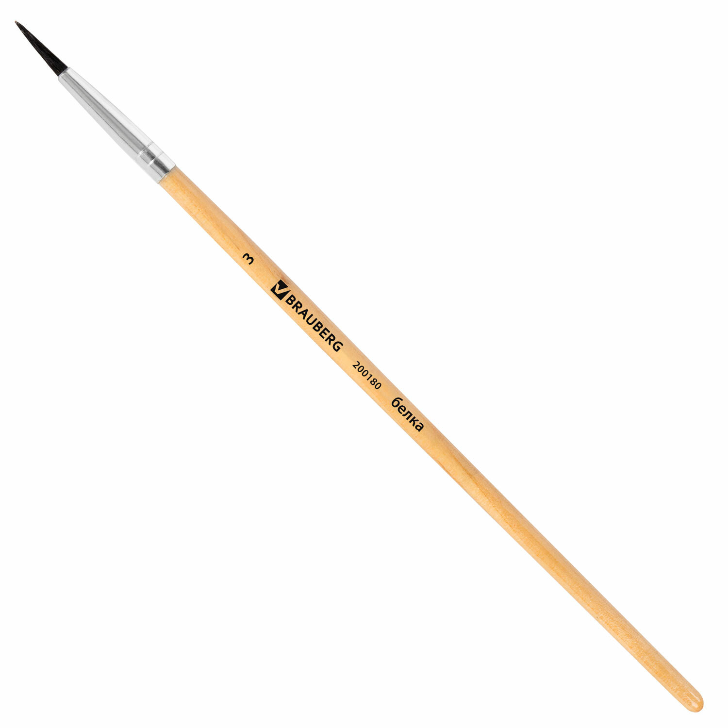 Кисть BRAUBERG белка, круглая, №3, 200180