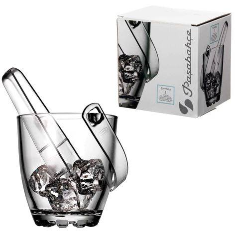 Ведерко для льда стеклянное, с пластиковыми щипцами, высота 130 мм, PASABAHCE "СИЛЬВАНА", фирменная подарочная упаковка, 53628 700574 - МСК «Форвард»