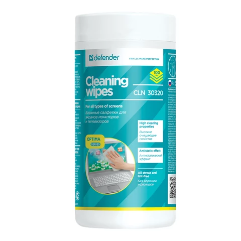 Салфетки для мониторов всех типов DEFENDER CLN30320, в тубе, 100 шт, 30320