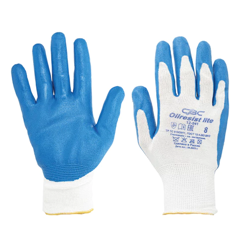 Перчатки полиэфирные ОИЛРЕЗИСТ ЛАЙТ маслобензостойкие 1 пара, 13 класс, 30-31 г, размер 8, покрытие - облив НИТРИЛОВОЕ, тактильные, СВС, nl13nt ЛАЙТ 608685 - МСК «Форвард»