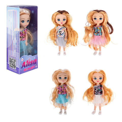 КУКЛА "Alisa GLOW GIRL", с гнущимися коленями, 15 см, КОМПЛЕКТ 8ШТ  АССОРТИ, 8 видов, 1TOY 666152 - МСК «Форвард»