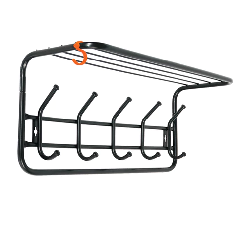 Вешалка настенная с полкой ZMI "ВСП6", 265х600х220 мм, 5 крючков, металл, черная, ВСП 6 Ч 609152