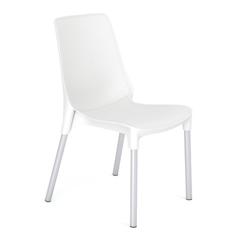 Стул для столовых, кафе, дома SHEFFILTON SHT-S75, серебристый металлический каркас, пластик белый 532793 - МСК «Форвард»