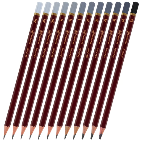 Карандаши чернографитные художественные 4H-8B, НАБОР 12 шт., В ПЕНАЛЕ, BRAUBERG ART "PREMIERE", 181895 - МСК «Форвард»