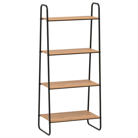 Стеллаж на металлокаркасе ZMI "Скандинавия-24", 650х385х1470 мм, 4 полки ЛДСП, черный/дуб, CТCП24 Ч 291371 - МСК «Форвард»