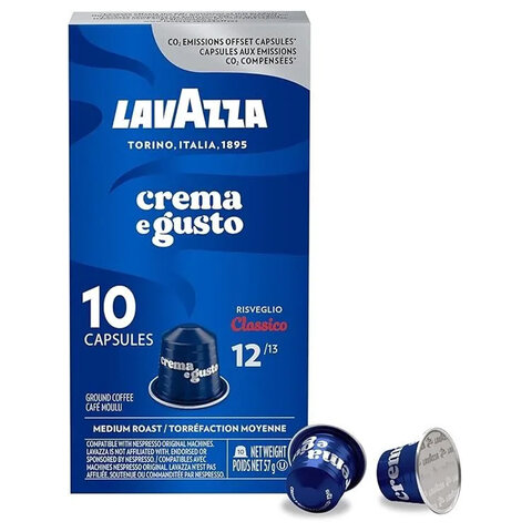 Кофе в капсулах LAVAZZA "Crema Gusto Classico" для кофемашин Nespresso, 10 порций 624041