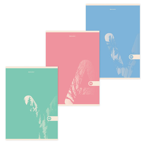 Тетрадь А4 48л. BRAUBERG скоба, клетка, обложка картон, PASTEL, 404041