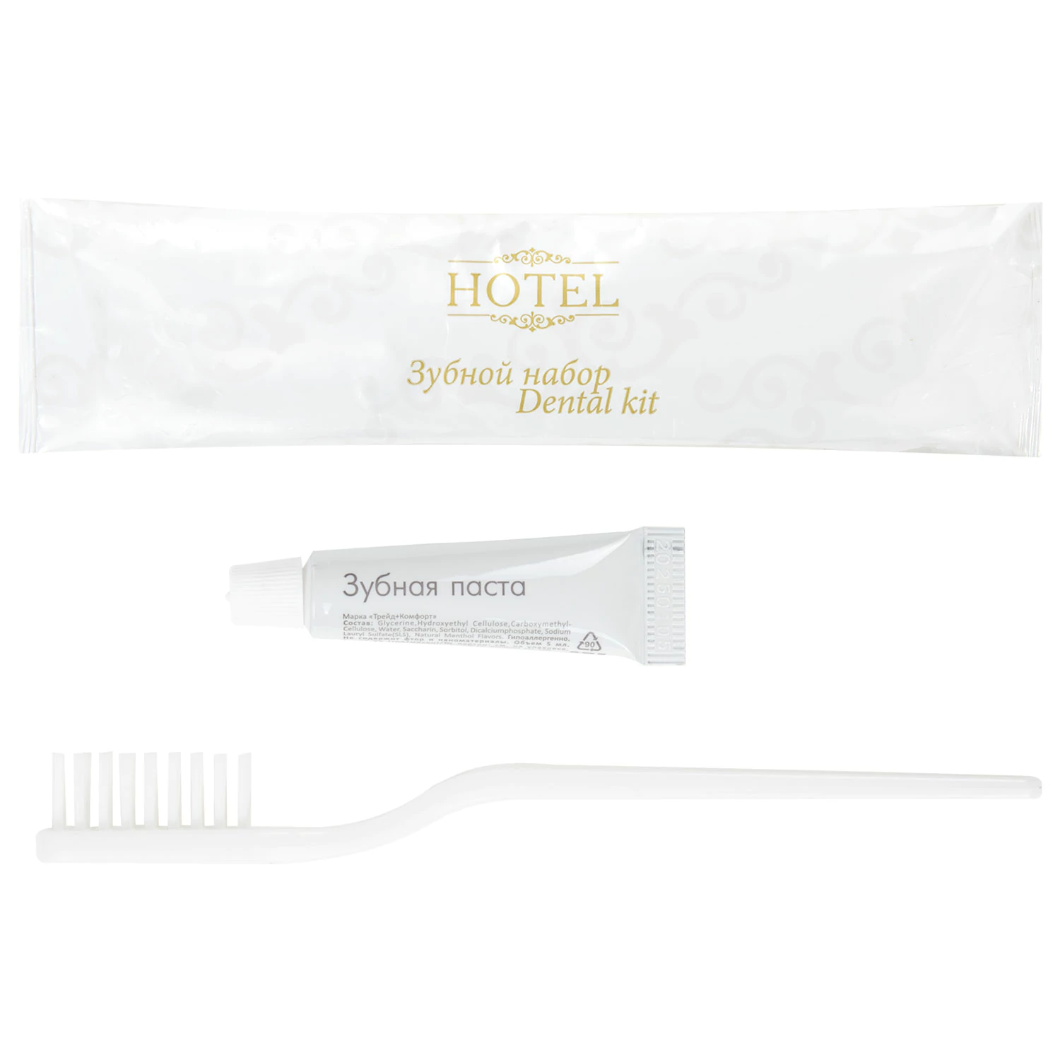 Зубной набор КОМПЛЕКТ 300шт, HOTEL, (зубная щётка + зубная паста 4 г) саше, флоупак, 20001 608049