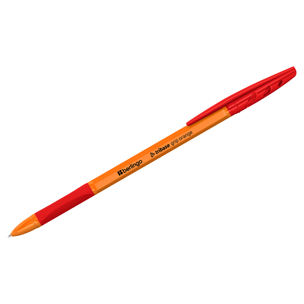 Ручка шариковая Berlingo "Tribase grip orange" красная, 0,7мм, грип корпус оранжевый CBp_70963 355444