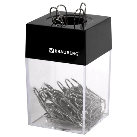 Скрепочница магнитная с 50 никелированными скрепками 28 мм, РОССИЯ, BRAUBERG, 271179 - МСК «Форвард»