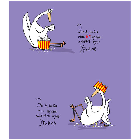 Тетрадь А5 48 л., ПЗБМ, скоба, клетка, матовая ламинация, брайль, "Гуси" (5 видов), 24321 405012 - МСК «Форвард»