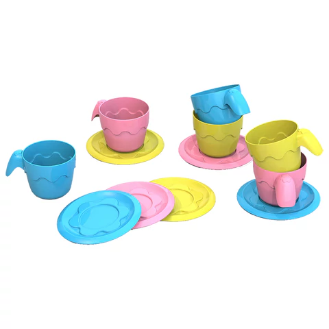 Набор игрушечной посуды 12 предметов: 6 чашек, 6 блюдец, пластиковый, цвета ассорти, НОРДПЛАСТ, ШКД04 666464 - МСК «Форвард»