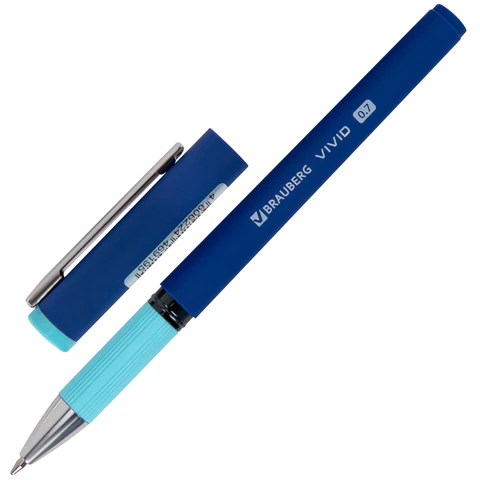 Ручка шариковая с грипом BRAUBERG "VIVID PASTEL", СИНЯЯ, SOFT TOUCH покрытие, узел 0,7 мм, линия письма 0,35 мм, 144399 - МСК «Форвард»