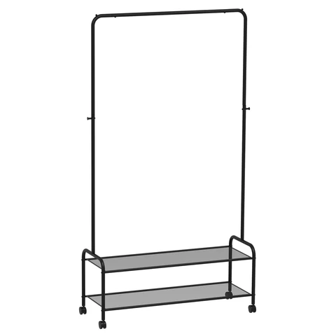 Вешалка для плечиков ZMI "Валенсия-32М", 1620х915х300 мм, 2 полки, передвижная, металл, черная, ВГВ32М Ч 700926 - МСК «Форвард»