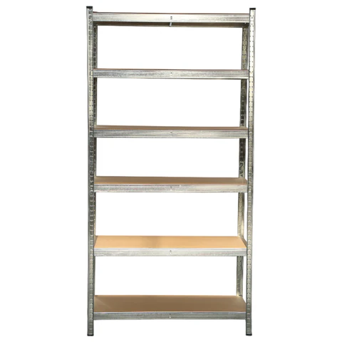 Стеллаж металлический BOOMHOUSE (БУМХАУС) безболтовой, 2000x1000x500 мм, 6 полок МДФ, нагрузка на стеллаж до 875 кг, серебристый, 291416 - МСК «Форвард»