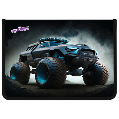 Папка для труда на молнии ЮНЛАНДИЯ А4, 1 отделение, откидная планка, органайзер, "Space driver", 273396 - МСК «Форвард»