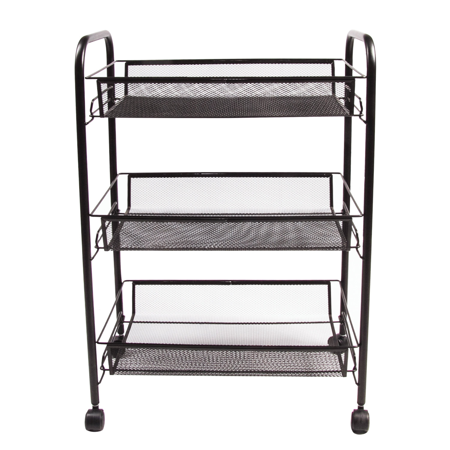 Этажерка (тележка) BRABIX офисно-бытовая 3 яруса, на колесах, металл, черная, 43,5*26*62,5 см 603751