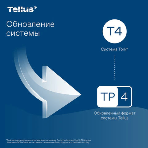 Бумага туалетная Tellus/TORK (Система T4) PREMIUM, спайка 8 рулонов по 23 метра, 2-слойная, белая, 120320 127835 - МСК «Форвард»