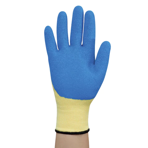 Перчатки полиэфирные РУБИСТРОНГ супер прочные, 1 пара, 13 класс, 85-90 г, размер 9, покрытие - облив ЛАТЕКСНОЕ, высокоизносостойкие, СВС, pl52wl беж/син 608687 - МСК «Форвард»