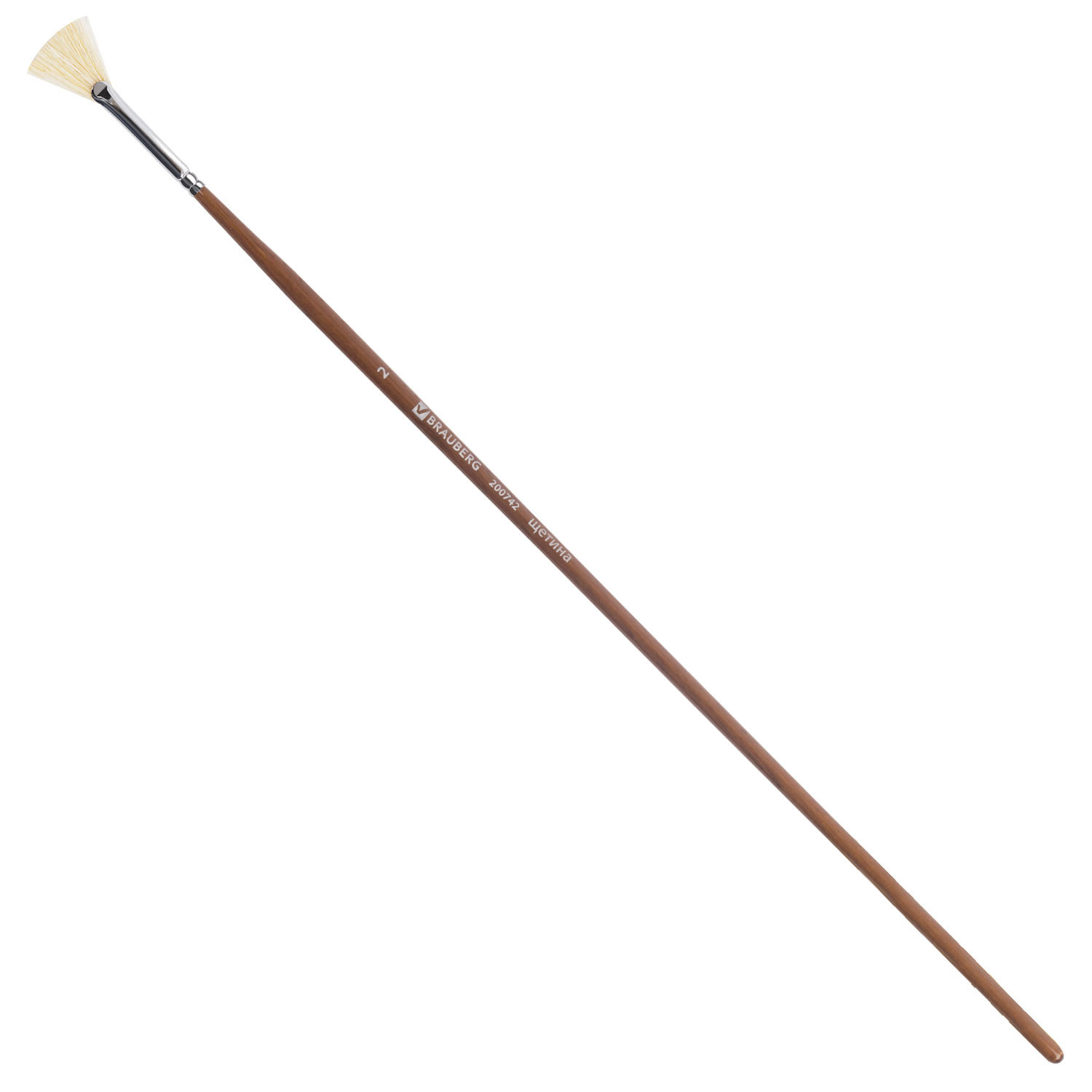 Кисть художественная профессиональная BRAUBERG ART CLASSIC, щетина, веерная, № 2, длинная ручка 2007 200742