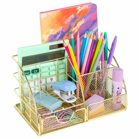 Органайзер для косметики и мелочей металлический 5 секций, MONTE VITA, 140х220х127 мм, золото, 272477 - МСК «Форвард»