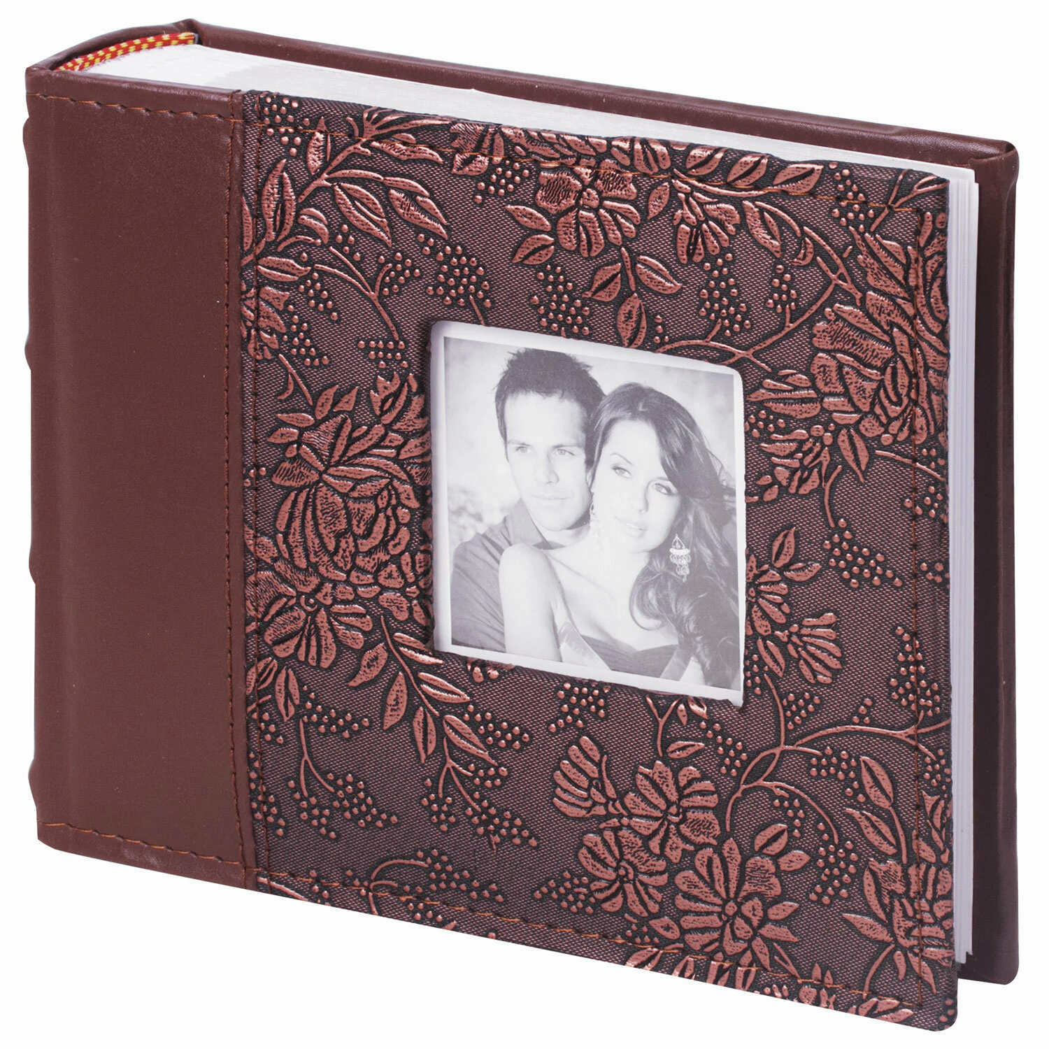 Фотоальбом BRAUBERG на 100 фото 10*15 см, под кожу, бумажные страницы, бокс, коричневый, 390693
