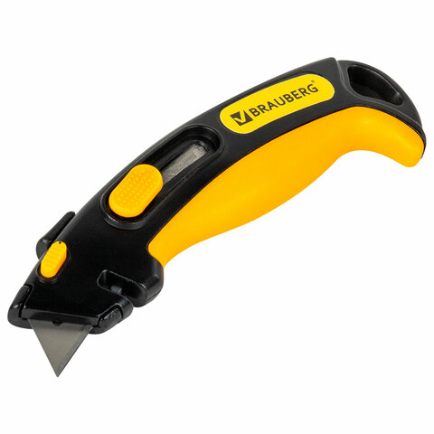 Нож универсальный мощный, BRAUBERG METALLIC PRO, автофиксатор, функция автовозврата, 238737 - МСК «Форвард»