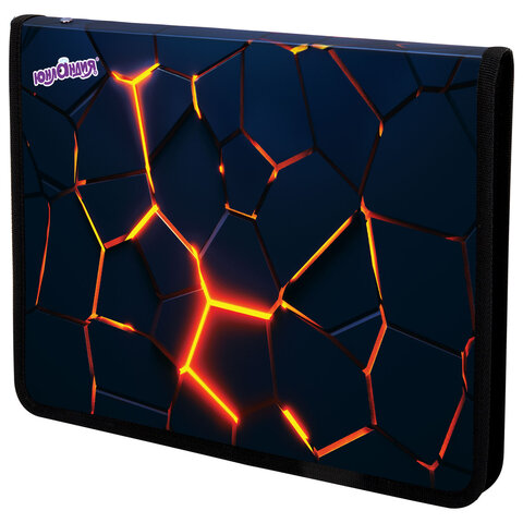 Папка для труда на молнии ЮНЛАНДИЯ А4, 1 отделение, откидная планка, органайзер, "Volcano split", 273394 - МСК «Форвард»